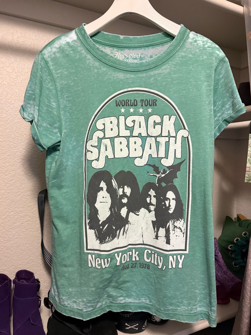 Vintage style Black Sabbath New York City Tour Tee - teal green